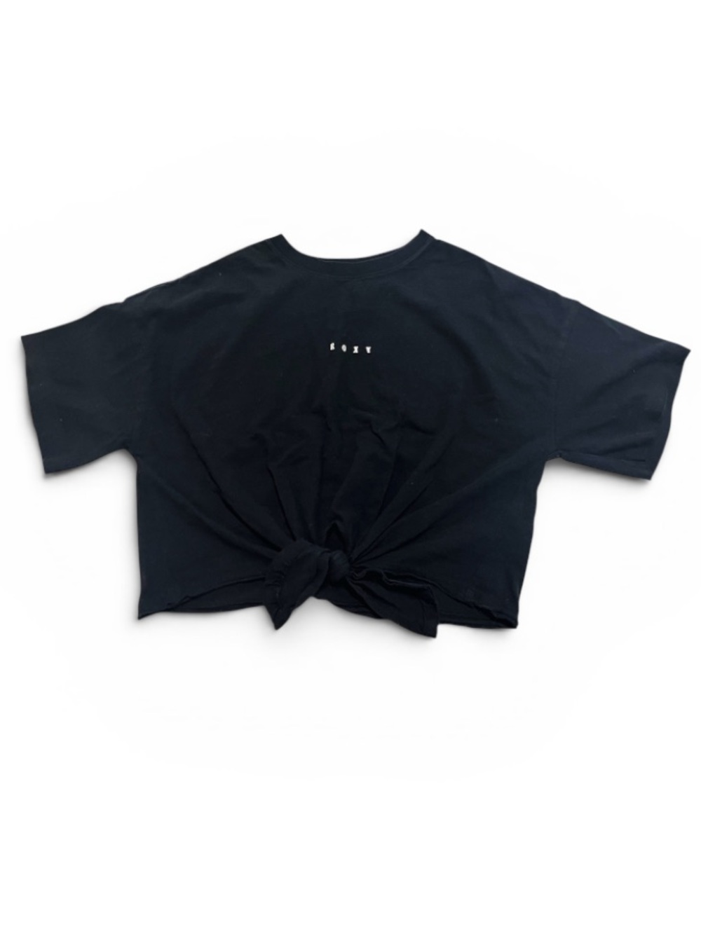 ROXY Knot-Front Logo Crop Tee SMALL Black - Picture 6 of 7